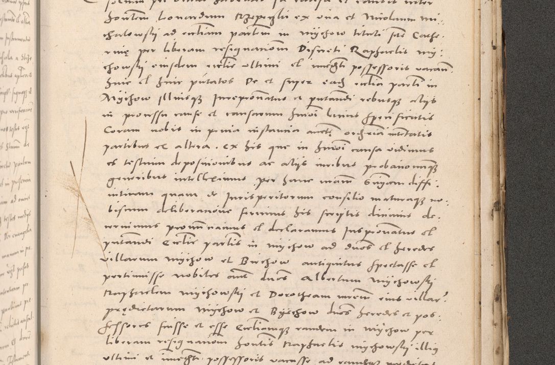 Zdjęcie nr 1059 dla obiektu archiwalnego: Acta actorum causarum, sententiarum tam diffinitivarum quam interloquutoriarum, decretorum, obligationum, quietationum et constitutionum procuratorum coram reverendo domino Stanislao Schlomovski praeposito Calissiensi, archidiacono Sandecensi, canonico vicarioque in spiritualibus generali Cracocoviensi ad annum Domini millesimum quingentesimum quinquagesimum sextum, cuius indicatio quatuor decima, pontificatus sanctissimi in Christo patris domini Pauli divina providencia pape quarti anno ipsius
