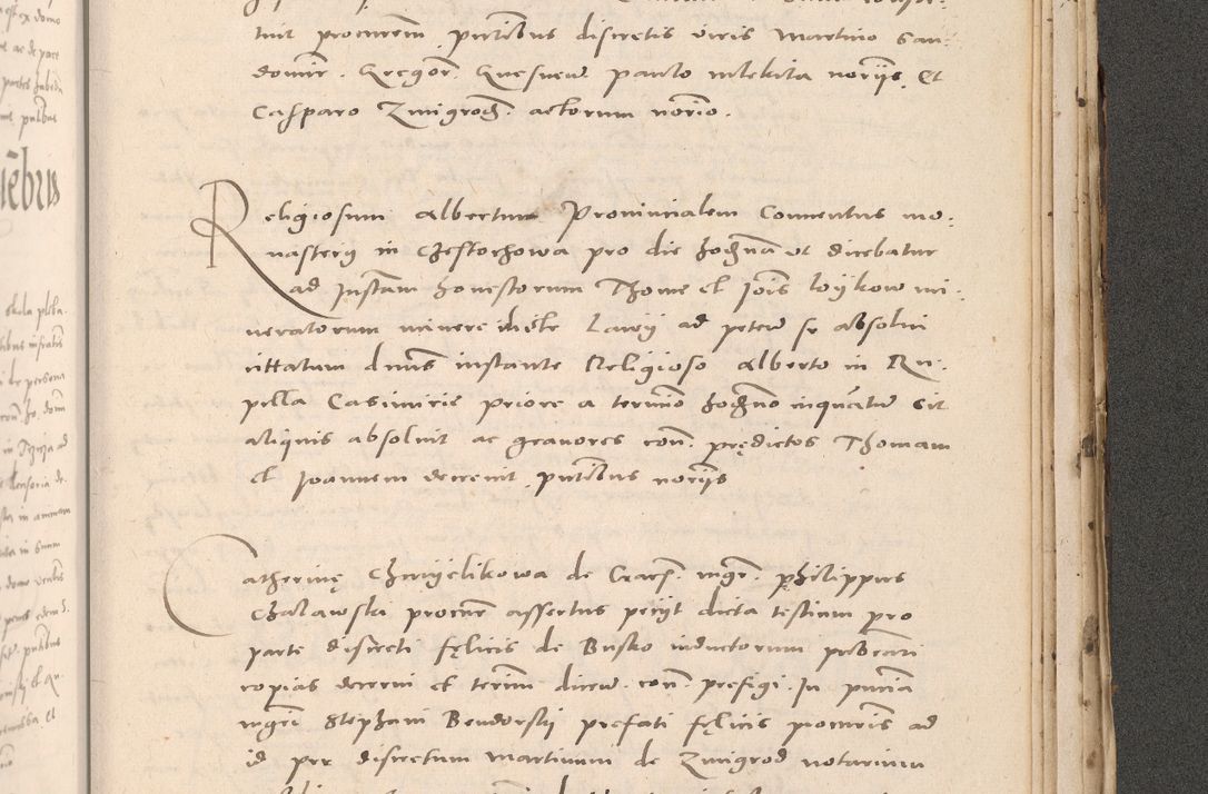 Zdjęcie nr 1043 dla obiektu archiwalnego: Acta actorum causarum, sententiarum tam diffinitivarum quam interloquutoriarum, decretorum, obligationum, quietationum et constitutionum procuratorum coram reverendo domino Stanislao Schlomovski praeposito Calissiensi, archidiacono Sandecensi, canonico vicarioque in spiritualibus generali Cracocoviensi ad annum Domini millesimum quingentesimum quinquagesimum sextum, cuius indicatio quatuor decima, pontificatus sanctissimi in Christo patris domini Pauli divina providencia pape quarti anno ipsius