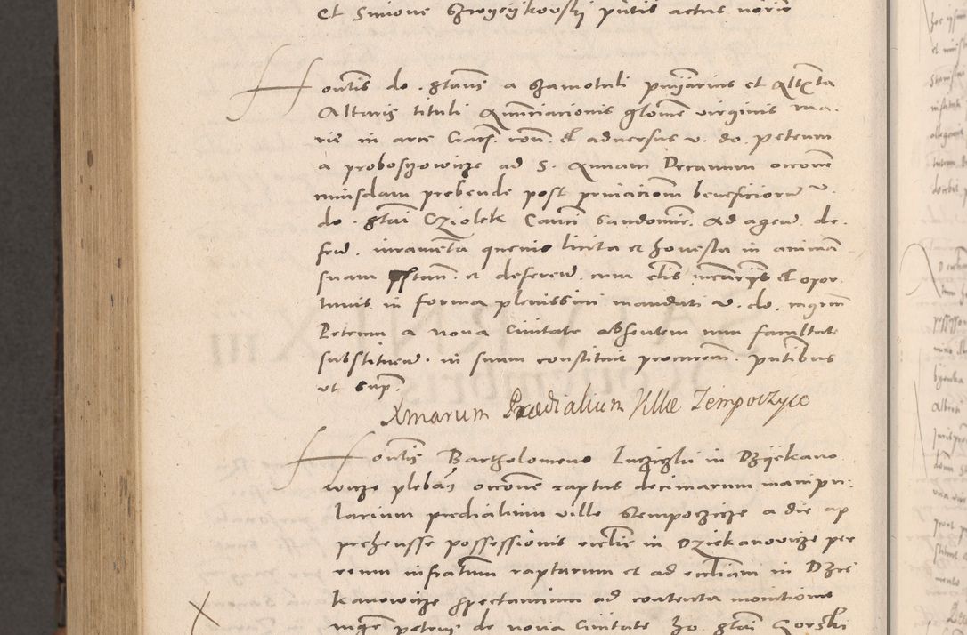 Zdjęcie nr 1040 dla obiektu archiwalnego: Acta actorum causarum, sententiarum tam diffinitivarum quam interloquutoriarum, decretorum, obligationum, quietationum et constitutionum procuratorum coram reverendo domino Stanislao Schlomovski praeposito Calissiensi, archidiacono Sandecensi, canonico vicarioque in spiritualibus generali Cracocoviensi ad annum Domini millesimum quingentesimum quinquagesimum sextum, cuius indicatio quatuor decima, pontificatus sanctissimi in Christo patris domini Pauli divina providencia pape quarti anno ipsius