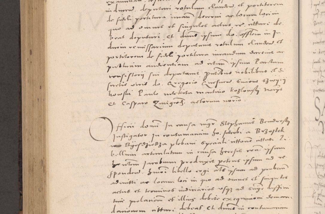 Zdjęcie nr 1038 dla obiektu archiwalnego: Acta actorum causarum, sententiarum tam diffinitivarum quam interloquutoriarum, decretorum, obligationum, quietationum et constitutionum procuratorum coram reverendo domino Stanislao Schlomovski praeposito Calissiensi, archidiacono Sandecensi, canonico vicarioque in spiritualibus generali Cracocoviensi ad annum Domini millesimum quingentesimum quinquagesimum sextum, cuius indicatio quatuor decima, pontificatus sanctissimi in Christo patris domini Pauli divina providencia pape quarti anno ipsius