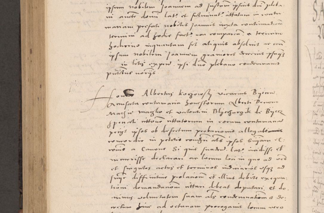Zdjęcie nr 1036 dla obiektu archiwalnego: Acta actorum causarum, sententiarum tam diffinitivarum quam interloquutoriarum, decretorum, obligationum, quietationum et constitutionum procuratorum coram reverendo domino Stanislao Schlomovski praeposito Calissiensi, archidiacono Sandecensi, canonico vicarioque in spiritualibus generali Cracocoviensi ad annum Domini millesimum quingentesimum quinquagesimum sextum, cuius indicatio quatuor decima, pontificatus sanctissimi in Christo patris domini Pauli divina providencia pape quarti anno ipsius