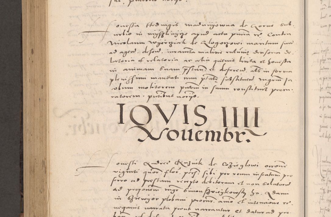 Zdjęcie nr 1034 dla obiektu archiwalnego: Acta actorum causarum, sententiarum tam diffinitivarum quam interloquutoriarum, decretorum, obligationum, quietationum et constitutionum procuratorum coram reverendo domino Stanislao Schlomovski praeposito Calissiensi, archidiacono Sandecensi, canonico vicarioque in spiritualibus generali Cracocoviensi ad annum Domini millesimum quingentesimum quinquagesimum sextum, cuius indicatio quatuor decima, pontificatus sanctissimi in Christo patris domini Pauli divina providencia pape quarti anno ipsius