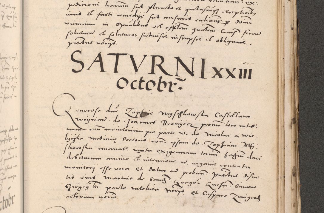 Zdjęcie nr 1025 dla obiektu archiwalnego: Acta actorum causarum, sententiarum tam diffinitivarum quam interloquutoriarum, decretorum, obligationum, quietationum et constitutionum procuratorum coram reverendo domino Stanislao Schlomovski praeposito Calissiensi, archidiacono Sandecensi, canonico vicarioque in spiritualibus generali Cracocoviensi ad annum Domini millesimum quingentesimum quinquagesimum sextum, cuius indicatio quatuor decima, pontificatus sanctissimi in Christo patris domini Pauli divina providencia pape quarti anno ipsius