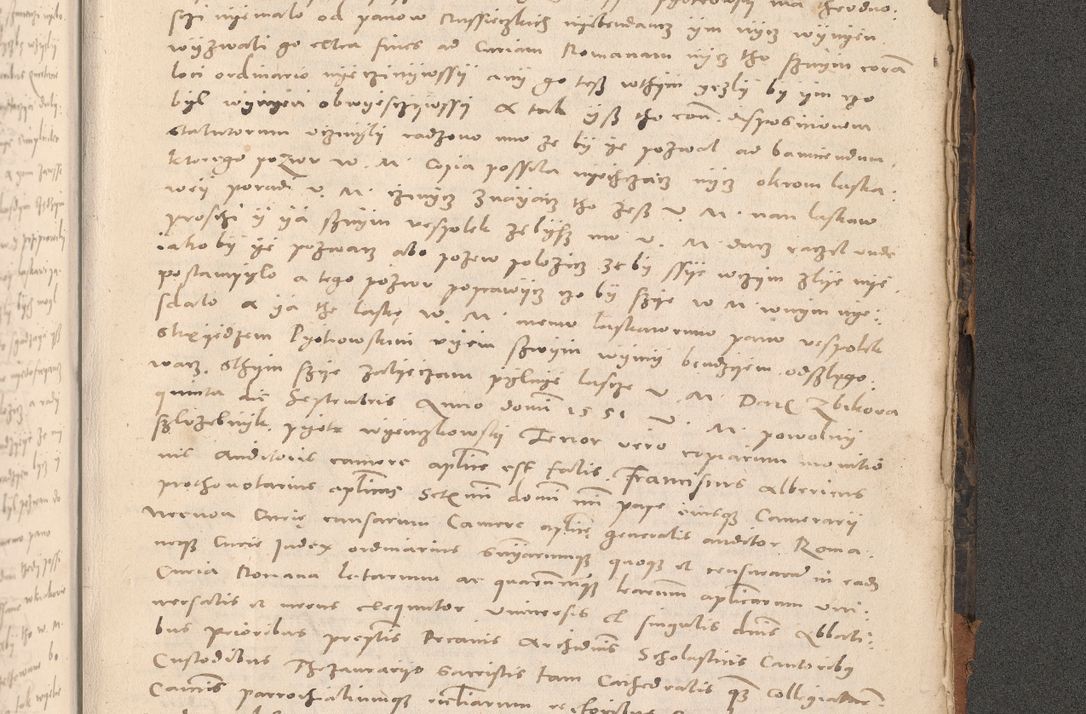 Zdjęcie nr 1099 dla obiektu archiwalnego: Acta actorum causarum, sententiarum tam diffinitivarum quam interloquutoriarum, decretorum, obligationum, quietationum et constitutionum procuratorum coram reverendo domino Stanislao Schlomovski praeposito Calissiensi, archidiacono Sandecensi, canonico vicarioque in spiritualibus generali Cracocoviensi ad annum Domini millesimum quingentesimum quinquagesimum sextum, cuius indicatio quatuor decima, pontificatus sanctissimi in Christo patris domini Pauli divina providencia pape quarti anno ipsius