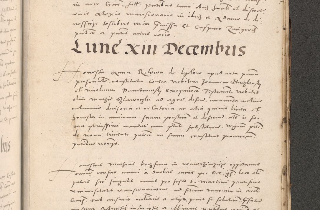 Zdjęcie nr 1085 dla obiektu archiwalnego: Acta actorum causarum, sententiarum tam diffinitivarum quam interloquutoriarum, decretorum, obligationum, quietationum et constitutionum procuratorum coram reverendo domino Stanislao Schlomovski praeposito Calissiensi, archidiacono Sandecensi, canonico vicarioque in spiritualibus generali Cracocoviensi ad annum Domini millesimum quingentesimum quinquagesimum sextum, cuius indicatio quatuor decima, pontificatus sanctissimi in Christo patris domini Pauli divina providencia pape quarti anno ipsius