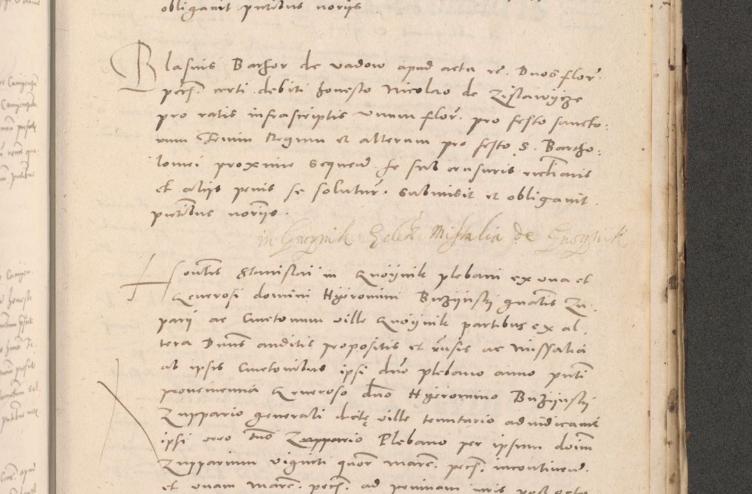 Zdjęcie nr 1077 dla obiektu archiwalnego: Acta actorum causarum, sententiarum tam diffinitivarum quam interloquutoriarum, decretorum, obligationum, quietationum et constitutionum procuratorum coram reverendo domino Stanislao Schlomovski praeposito Calissiensi, archidiacono Sandecensi, canonico vicarioque in spiritualibus generali Cracocoviensi ad annum Domini millesimum quingentesimum quinquagesimum sextum, cuius indicatio quatuor decima, pontificatus sanctissimi in Christo patris domini Pauli divina providencia pape quarti anno ipsius