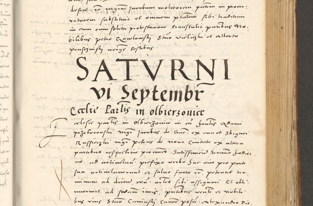 Zdjęcie nr 346 dla obiektu archiwalnego: Acta actorum, sententiarum tam diffinitivarum quam interloquutoriarum, decretorum, obligationum, quietationum et constitutionum procuratorum coram reverendo domino Andrea Przeczlauski scholastico vicarioque in spiritualibus generali Cracoviensi, ad annum Domini millesimum quingentesimum sexagesimum primum, cuius inditio quarta, pontidicatus Pii quarti, annus secundus, poeliciter sequuntur