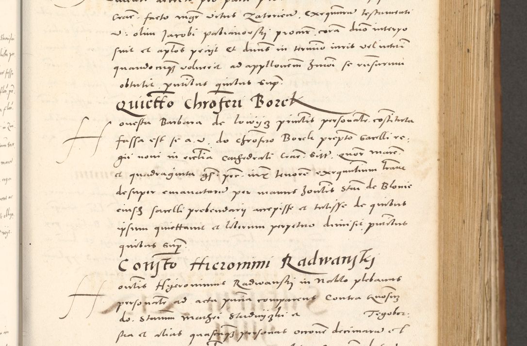 Zdjęcie nr 284 dla obiektu archiwalnego: Acta actorum, sententiarum tam diffinitivarum quam interloquutoriarum, decretorum, obligationum, quietationum et constitutionum procuratorum coram reverendo domino Andrea Przeczlauski scholastico vicarioque in spiritualibus generali Cracoviensi, ad annum Domini millesimum quingentesimum sexagesimum primum, cuius inditio quarta, pontidicatus Pii quarti, annus secundus, poeliciter sequuntur