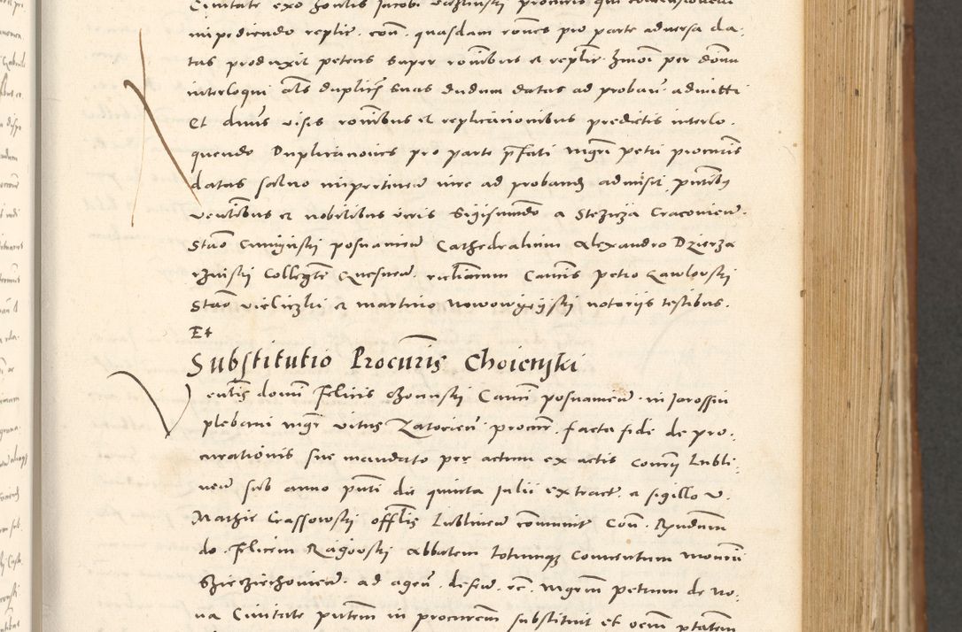 Zdjęcie nr 278 dla obiektu archiwalnego: Acta actorum, sententiarum tam diffinitivarum quam interloquutoriarum, decretorum, obligationum, quietationum et constitutionum procuratorum coram reverendo domino Andrea Przeczlauski scholastico vicarioque in spiritualibus generali Cracoviensi, ad annum Domini millesimum quingentesimum sexagesimum primum, cuius inditio quarta, pontidicatus Pii quarti, annus secundus, poeliciter sequuntur