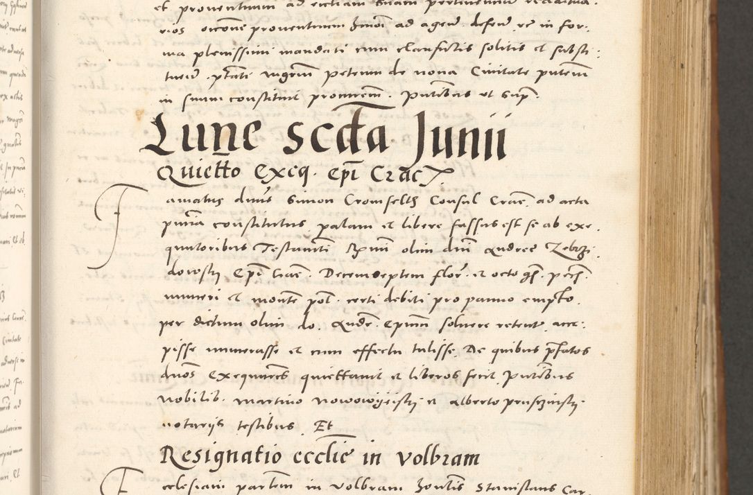 Zdjęcie nr 216 dla obiektu archiwalnego: Acta actorum, sententiarum tam diffinitivarum quam interloquutoriarum, decretorum, obligationum, quietationum et constitutionum procuratorum coram reverendo domino Andrea Przeczlauski scholastico vicarioque in spiritualibus generali Cracoviensi, ad annum Domini millesimum quingentesimum sexagesimum primum, cuius inditio quarta, pontidicatus Pii quarti, annus secundus, poeliciter sequuntur