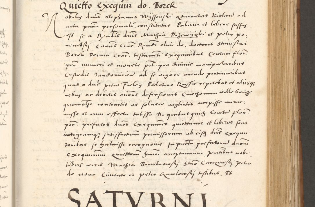 Zdjęcie nr 212 dla obiektu archiwalnego: Acta actorum, sententiarum tam diffinitivarum quam interloquutoriarum, decretorum, obligationum, quietationum et constitutionum procuratorum coram reverendo domino Andrea Przeczlauski scholastico vicarioque in spiritualibus generali Cracoviensi, ad annum Domini millesimum quingentesimum sexagesimum primum, cuius inditio quarta, pontidicatus Pii quarti, annus secundus, poeliciter sequuntur