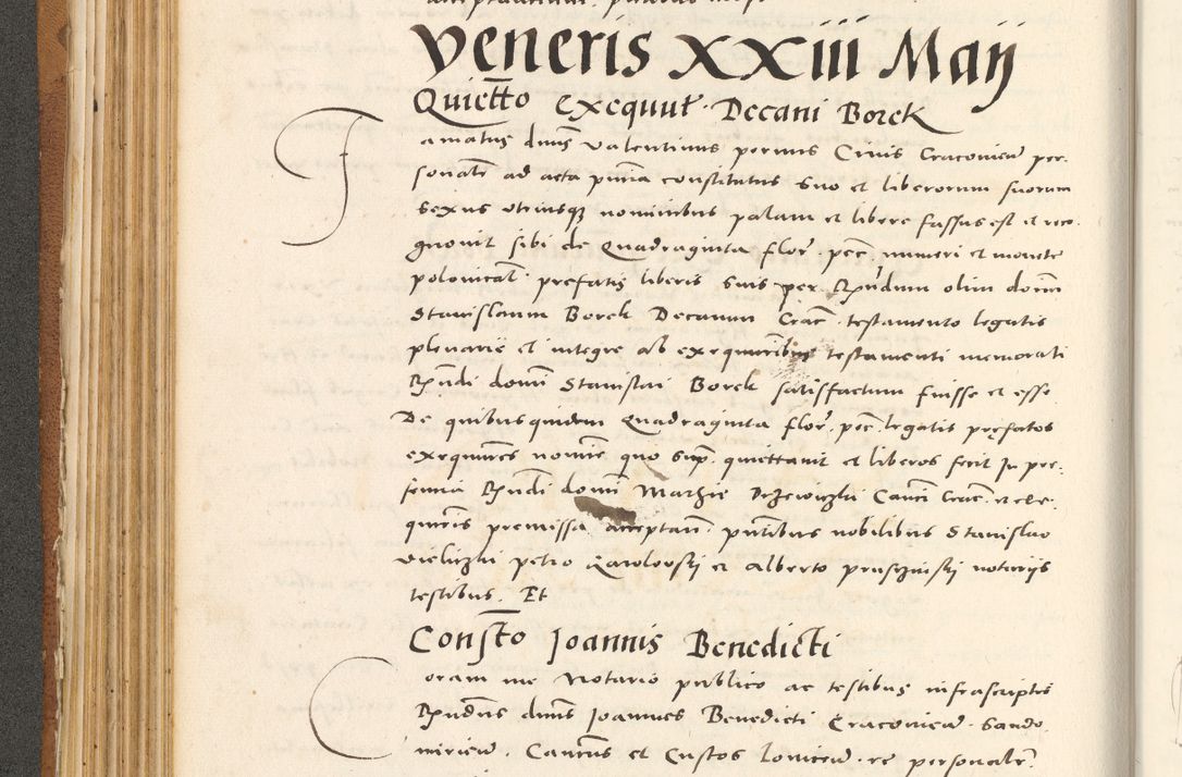 Zdjęcie nr 203 dla obiektu archiwalnego: Acta actorum, sententiarum tam diffinitivarum quam interloquutoriarum, decretorum, obligationum, quietationum et constitutionum procuratorum coram reverendo domino Andrea Przeczlauski scholastico vicarioque in spiritualibus generali Cracoviensi, ad annum Domini millesimum quingentesimum sexagesimum primum, cuius inditio quarta, pontidicatus Pii quarti, annus secundus, poeliciter sequuntur