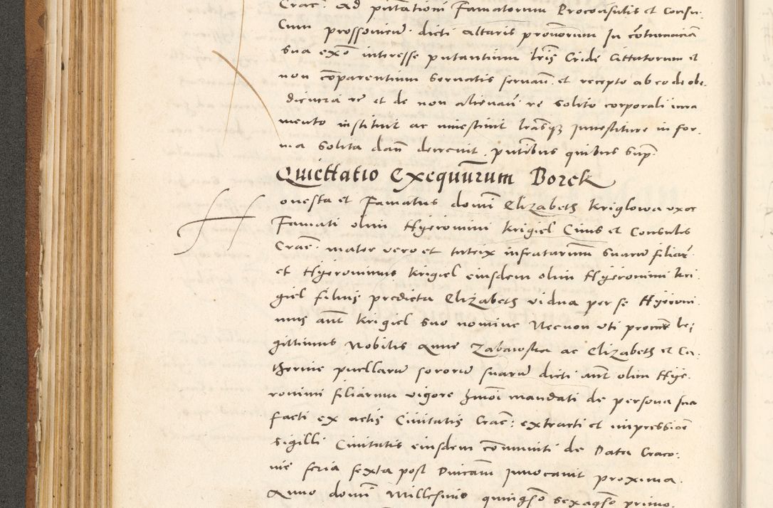 Zdjęcie nr 201 dla obiektu archiwalnego: Acta actorum, sententiarum tam diffinitivarum quam interloquutoriarum, decretorum, obligationum, quietationum et constitutionum procuratorum coram reverendo domino Andrea Przeczlauski scholastico vicarioque in spiritualibus generali Cracoviensi, ad annum Domini millesimum quingentesimum sexagesimum primum, cuius inditio quarta, pontidicatus Pii quarti, annus secundus, poeliciter sequuntur