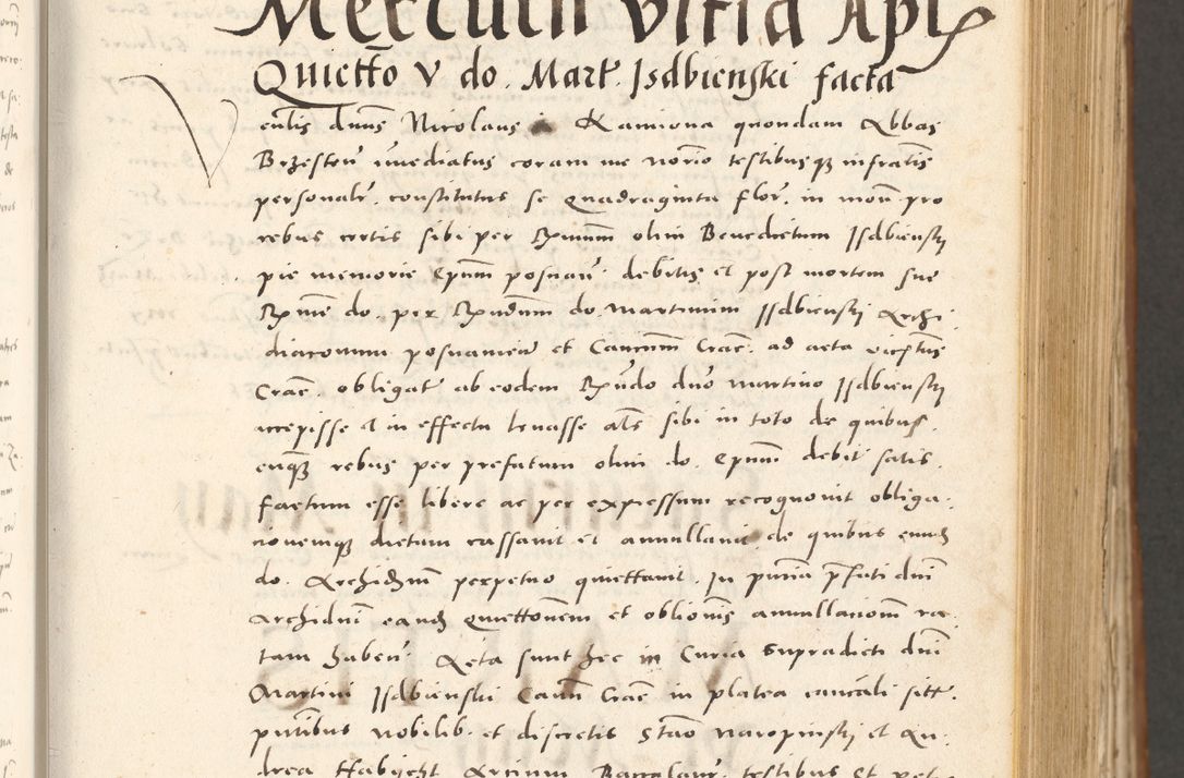 Zdjęcie nr 160 dla obiektu archiwalnego: Acta actorum, sententiarum tam diffinitivarum quam interloquutoriarum, decretorum, obligationum, quietationum et constitutionum procuratorum coram reverendo domino Andrea Przeczlauski scholastico vicarioque in spiritualibus generali Cracoviensi, ad annum Domini millesimum quingentesimum sexagesimum primum, cuius inditio quarta, pontidicatus Pii quarti, annus secundus, poeliciter sequuntur