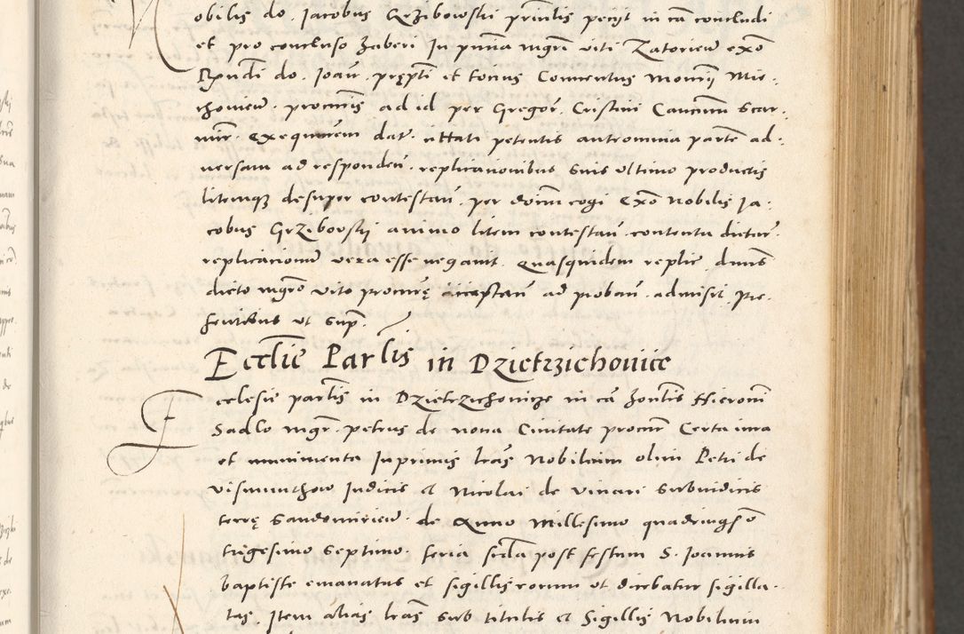 Zdjęcie nr 158 dla obiektu archiwalnego: Acta actorum, sententiarum tam diffinitivarum quam interloquutoriarum, decretorum, obligationum, quietationum et constitutionum procuratorum coram reverendo domino Andrea Przeczlauski scholastico vicarioque in spiritualibus generali Cracoviensi, ad annum Domini millesimum quingentesimum sexagesimum primum, cuius inditio quarta, pontidicatus Pii quarti, annus secundus, poeliciter sequuntur