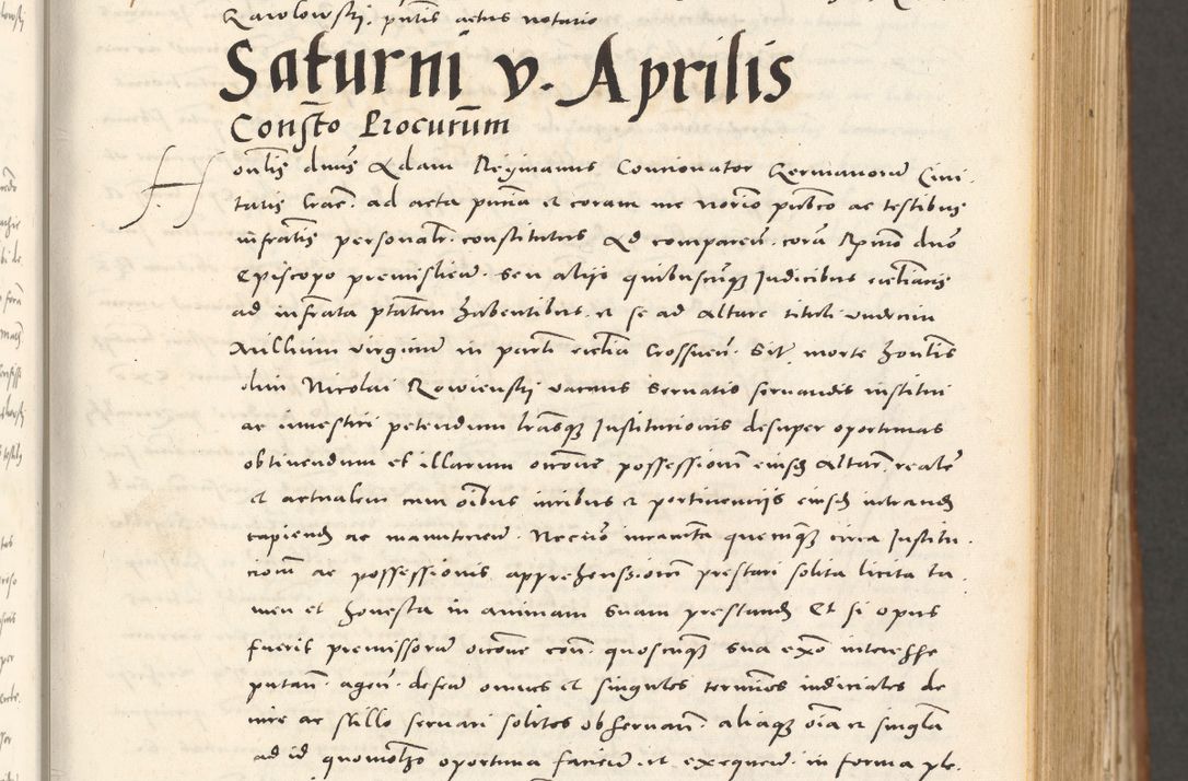 Zdjęcie nr 130 dla obiektu archiwalnego: Acta actorum, sententiarum tam diffinitivarum quam interloquutoriarum, decretorum, obligationum, quietationum et constitutionum procuratorum coram reverendo domino Andrea Przeczlauski scholastico vicarioque in spiritualibus generali Cracoviensi, ad annum Domini millesimum quingentesimum sexagesimum primum, cuius inditio quarta, pontidicatus Pii quarti, annus secundus, poeliciter sequuntur