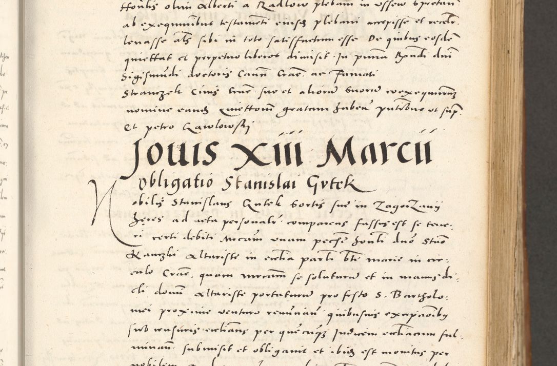Zdjęcie nr 108 dla obiektu archiwalnego: Acta actorum, sententiarum tam diffinitivarum quam interloquutoriarum, decretorum, obligationum, quietationum et constitutionum procuratorum coram reverendo domino Andrea Przeczlauski scholastico vicarioque in spiritualibus generali Cracoviensi, ad annum Domini millesimum quingentesimum sexagesimum primum, cuius inditio quarta, pontidicatus Pii quarti, annus secundus, poeliciter sequuntur