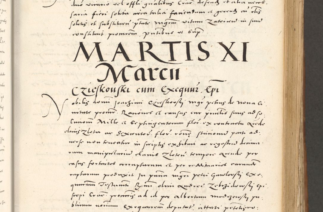 Zdjęcie nr 106 dla obiektu archiwalnego: Acta actorum, sententiarum tam diffinitivarum quam interloquutoriarum, decretorum, obligationum, quietationum et constitutionum procuratorum coram reverendo domino Andrea Przeczlauski scholastico vicarioque in spiritualibus generali Cracoviensi, ad annum Domini millesimum quingentesimum sexagesimum primum, cuius inditio quarta, pontidicatus Pii quarti, annus secundus, poeliciter sequuntur
