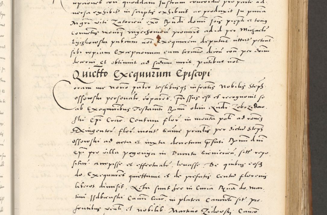 Zdjęcie nr 102 dla obiektu archiwalnego: Acta actorum, sententiarum tam diffinitivarum quam interloquutoriarum, decretorum, obligationum, quietationum et constitutionum procuratorum coram reverendo domino Andrea Przeczlauski scholastico vicarioque in spiritualibus generali Cracoviensi, ad annum Domini millesimum quingentesimum sexagesimum primum, cuius inditio quarta, pontidicatus Pii quarti, annus secundus, poeliciter sequuntur