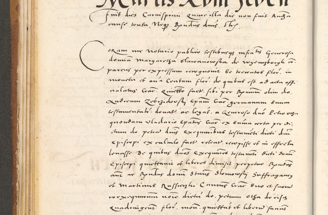 Zdjęcie nr 83 dla obiektu archiwalnego: Acta actorum, sententiarum tam diffinitivarum quam interloquutoriarum, decretorum, obligationum, quietationum et constitutionum procuratorum coram reverendo domino Andrea Przeczlauski scholastico vicarioque in spiritualibus generali Cracoviensi, ad annum Domini millesimum quingentesimum sexagesimum primum, cuius inditio quarta, pontidicatus Pii quarti, annus secundus, poeliciter sequuntur
