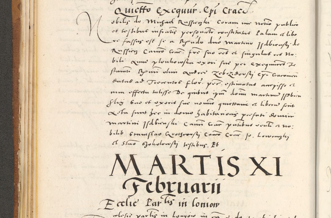 Zdjęcie nr 71 dla obiektu archiwalnego: Acta actorum, sententiarum tam diffinitivarum quam interloquutoriarum, decretorum, obligationum, quietationum et constitutionum procuratorum coram reverendo domino Andrea Przeczlauski scholastico vicarioque in spiritualibus generali Cracoviensi, ad annum Domini millesimum quingentesimum sexagesimum primum, cuius inditio quarta, pontidicatus Pii quarti, annus secundus, poeliciter sequuntur