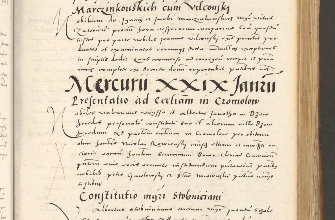 Zdjęcie nr 56 dla obiektu archiwalnego: Acta actorum, sententiarum tam diffinitivarum quam interloquutoriarum, decretorum, obligationum, quietationum et constitutionum procuratorum coram reverendo domino Andrea Przeczlauski scholastico vicarioque in spiritualibus generali Cracoviensi, ad annum Domini millesimum quingentesimum sexagesimum primum, cuius inditio quarta, pontidicatus Pii quarti, annus secundus, poeliciter sequuntur