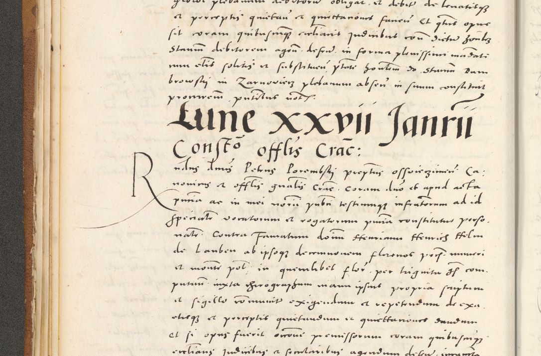 Zdjęcie nr 53 dla obiektu archiwalnego: Acta actorum, sententiarum tam diffinitivarum quam interloquutoriarum, decretorum, obligationum, quietationum et constitutionum procuratorum coram reverendo domino Andrea Przeczlauski scholastico vicarioque in spiritualibus generali Cracoviensi, ad annum Domini millesimum quingentesimum sexagesimum primum, cuius inditio quarta, pontidicatus Pii quarti, annus secundus, poeliciter sequuntur