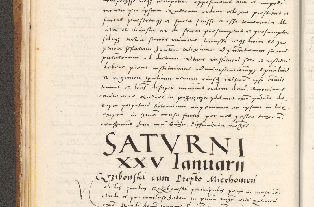 Zdjęcie nr 51 dla obiektu archiwalnego: Acta actorum, sententiarum tam diffinitivarum quam interloquutoriarum, decretorum, obligationum, quietationum et constitutionum procuratorum coram reverendo domino Andrea Przeczlauski scholastico vicarioque in spiritualibus generali Cracoviensi, ad annum Domini millesimum quingentesimum sexagesimum primum, cuius inditio quarta, pontidicatus Pii quarti, annus secundus, poeliciter sequuntur
