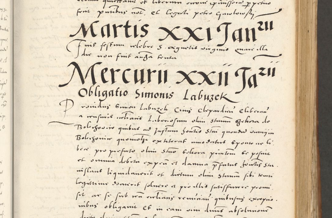 Zdjęcie nr 40 dla obiektu archiwalnego: Acta actorum, sententiarum tam diffinitivarum quam interloquutoriarum, decretorum, obligationum, quietationum et constitutionum procuratorum coram reverendo domino Andrea Przeczlauski scholastico vicarioque in spiritualibus generali Cracoviensi, ad annum Domini millesimum quingentesimum sexagesimum primum, cuius inditio quarta, pontidicatus Pii quarti, annus secundus, poeliciter sequuntur