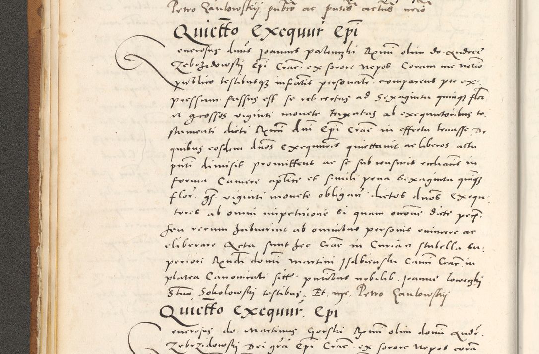 Zdjęcie nr 43 dla obiektu archiwalnego: Acta actorum, sententiarum tam diffinitivarum quam interloquutoriarum, decretorum, obligationum, quietationum et constitutionum procuratorum coram reverendo domino Andrea Przeczlauski scholastico vicarioque in spiritualibus generali Cracoviensi, ad annum Domini millesimum quingentesimum sexagesimum primum, cuius inditio quarta, pontidicatus Pii quarti, annus secundus, poeliciter sequuntur