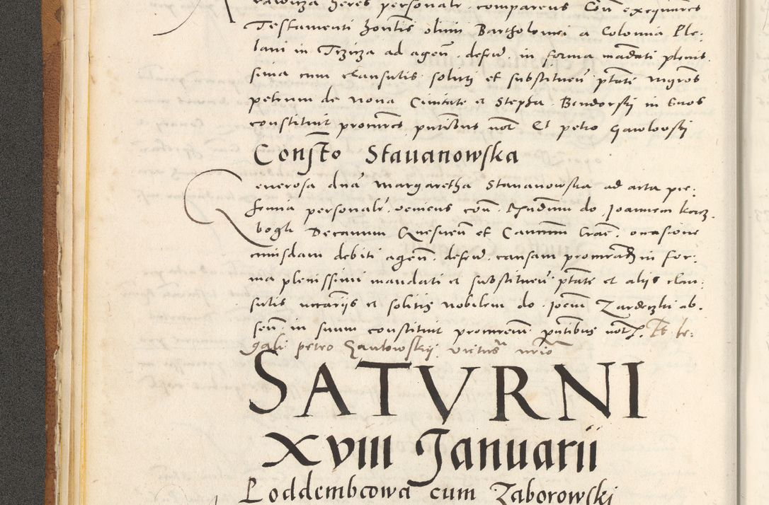Zdjęcie nr 37 dla obiektu archiwalnego: Acta actorum, sententiarum tam diffinitivarum quam interloquutoriarum, decretorum, obligationum, quietationum et constitutionum procuratorum coram reverendo domino Andrea Przeczlauski scholastico vicarioque in spiritualibus generali Cracoviensi, ad annum Domini millesimum quingentesimum sexagesimum primum, cuius inditio quarta, pontidicatus Pii quarti, annus secundus, poeliciter sequuntur