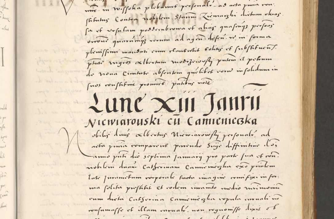 Zdjęcie nr 24 dla obiektu archiwalnego: Acta actorum, sententiarum tam diffinitivarum quam interloquutoriarum, decretorum, obligationum, quietationum et constitutionum procuratorum coram reverendo domino Andrea Przeczlauski scholastico vicarioque in spiritualibus generali Cracoviensi, ad annum Domini millesimum quingentesimum sexagesimum primum, cuius inditio quarta, pontidicatus Pii quarti, annus secundus, poeliciter sequuntur