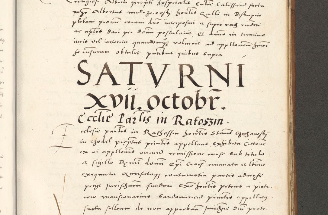Zdjęcie nr 764 dla obiektu archiwalnego: Acta actorum, sententiarum tam diffinitivarum quam interloquutoriarum, decretorum, obligationum, quietationum et constitutionum procuratorum coram reverendo domino Andrea Przeczlauski scholastico vicarioque in spiritualibus generali Cracoviensi, ad annum Domini millesimum quingentesimum sexagesimum primum, cuius inditio quarta, pontidicatus Pii quarti, annus secundus, poeliciter sequuntur