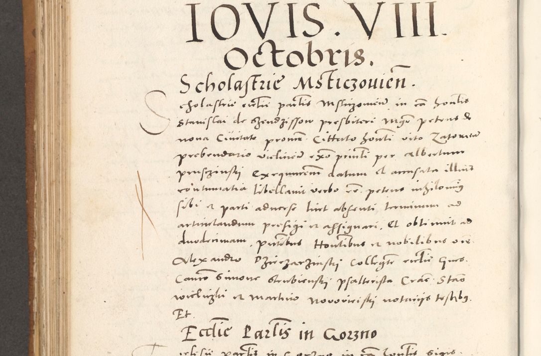 Zdjęcie nr 755 dla obiektu archiwalnego: Acta actorum, sententiarum tam diffinitivarum quam interloquutoriarum, decretorum, obligationum, quietationum et constitutionum procuratorum coram reverendo domino Andrea Przeczlauski scholastico vicarioque in spiritualibus generali Cracoviensi, ad annum Domini millesimum quingentesimum sexagesimum primum, cuius inditio quarta, pontidicatus Pii quarti, annus secundus, poeliciter sequuntur