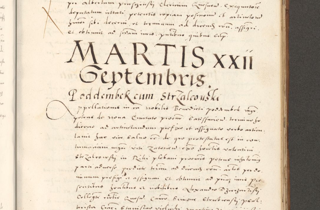 Zdjęcie nr 736 dla obiektu archiwalnego: Acta actorum, sententiarum tam diffinitivarum quam interloquutoriarum, decretorum, obligationum, quietationum et constitutionum procuratorum coram reverendo domino Andrea Przeczlauski scholastico vicarioque in spiritualibus generali Cracoviensi, ad annum Domini millesimum quingentesimum sexagesimum primum, cuius inditio quarta, pontidicatus Pii quarti, annus secundus, poeliciter sequuntur