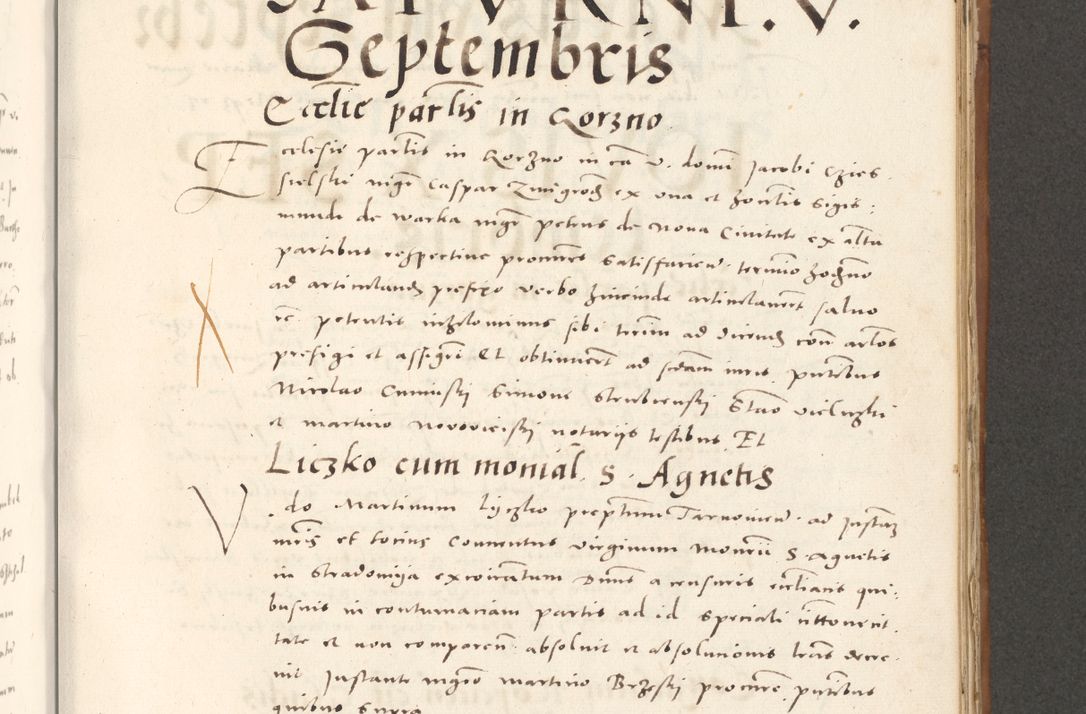 Zdjęcie nr 728 dla obiektu archiwalnego: Acta actorum, sententiarum tam diffinitivarum quam interloquutoriarum, decretorum, obligationum, quietationum et constitutionum procuratorum coram reverendo domino Andrea Przeczlauski scholastico vicarioque in spiritualibus generali Cracoviensi, ad annum Domini millesimum quingentesimum sexagesimum primum, cuius inditio quarta, pontidicatus Pii quarti, annus secundus, poeliciter sequuntur