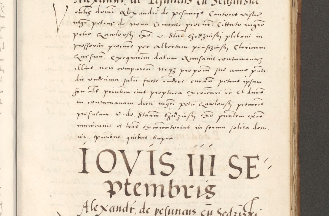 Zdjęcie nr 726 dla obiektu archiwalnego: Acta actorum, sententiarum tam diffinitivarum quam interloquutoriarum, decretorum, obligationum, quietationum et constitutionum procuratorum coram reverendo domino Andrea Przeczlauski scholastico vicarioque in spiritualibus generali Cracoviensi, ad annum Domini millesimum quingentesimum sexagesimum primum, cuius inditio quarta, pontidicatus Pii quarti, annus secundus, poeliciter sequuntur