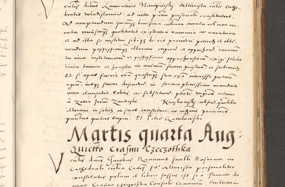 Zdjęcie nr 712 dla obiektu archiwalnego: Acta actorum, sententiarum tam diffinitivarum quam interloquutoriarum, decretorum, obligationum, quietationum et constitutionum procuratorum coram reverendo domino Andrea Przeczlauski scholastico vicarioque in spiritualibus generali Cracoviensi, ad annum Domini millesimum quingentesimum sexagesimum primum, cuius inditio quarta, pontidicatus Pii quarti, annus secundus, poeliciter sequuntur