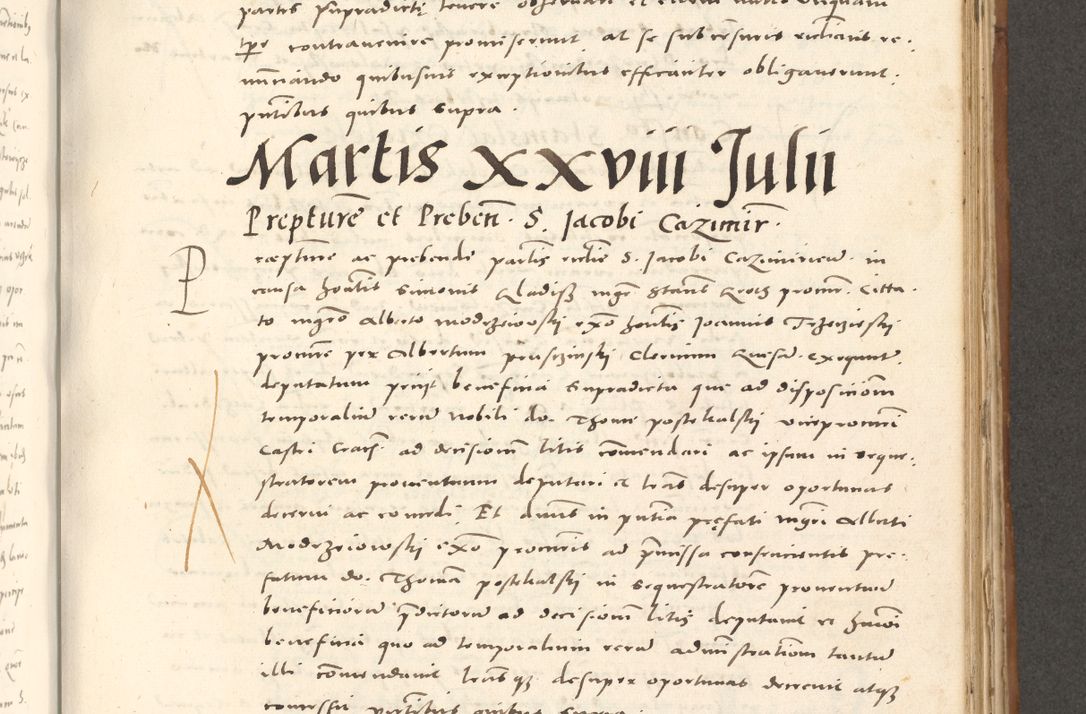 Zdjęcie nr 708 dla obiektu archiwalnego: Acta actorum, sententiarum tam diffinitivarum quam interloquutoriarum, decretorum, obligationum, quietationum et constitutionum procuratorum coram reverendo domino Andrea Przeczlauski scholastico vicarioque in spiritualibus generali Cracoviensi, ad annum Domini millesimum quingentesimum sexagesimum primum, cuius inditio quarta, pontidicatus Pii quarti, annus secundus, poeliciter sequuntur