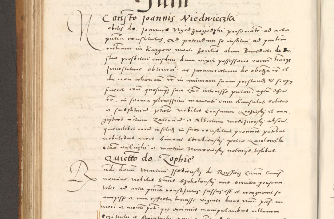 Zdjęcie nr 703 dla obiektu archiwalnego: Acta actorum, sententiarum tam diffinitivarum quam interloquutoriarum, decretorum, obligationum, quietationum et constitutionum procuratorum coram reverendo domino Andrea Przeczlauski scholastico vicarioque in spiritualibus generali Cracoviensi, ad annum Domini millesimum quingentesimum sexagesimum primum, cuius inditio quarta, pontidicatus Pii quarti, annus secundus, poeliciter sequuntur