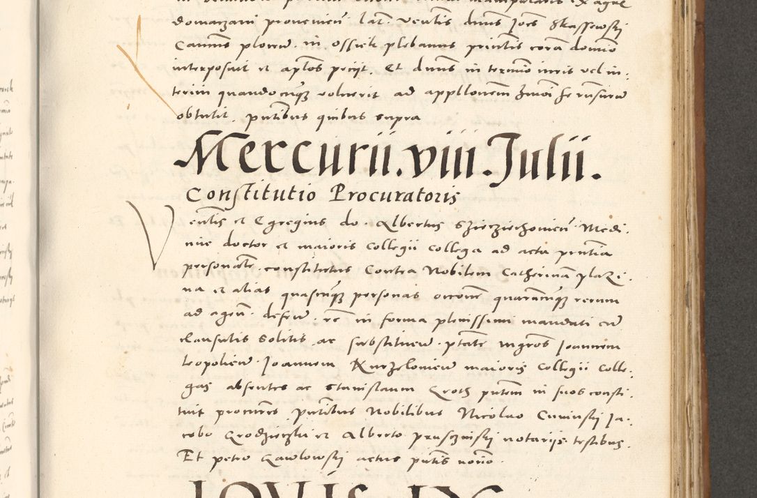 Zdjęcie nr 694 dla obiektu archiwalnego: Acta actorum, sententiarum tam diffinitivarum quam interloquutoriarum, decretorum, obligationum, quietationum et constitutionum procuratorum coram reverendo domino Andrea Przeczlauski scholastico vicarioque in spiritualibus generali Cracoviensi, ad annum Domini millesimum quingentesimum sexagesimum primum, cuius inditio quarta, pontidicatus Pii quarti, annus secundus, poeliciter sequuntur