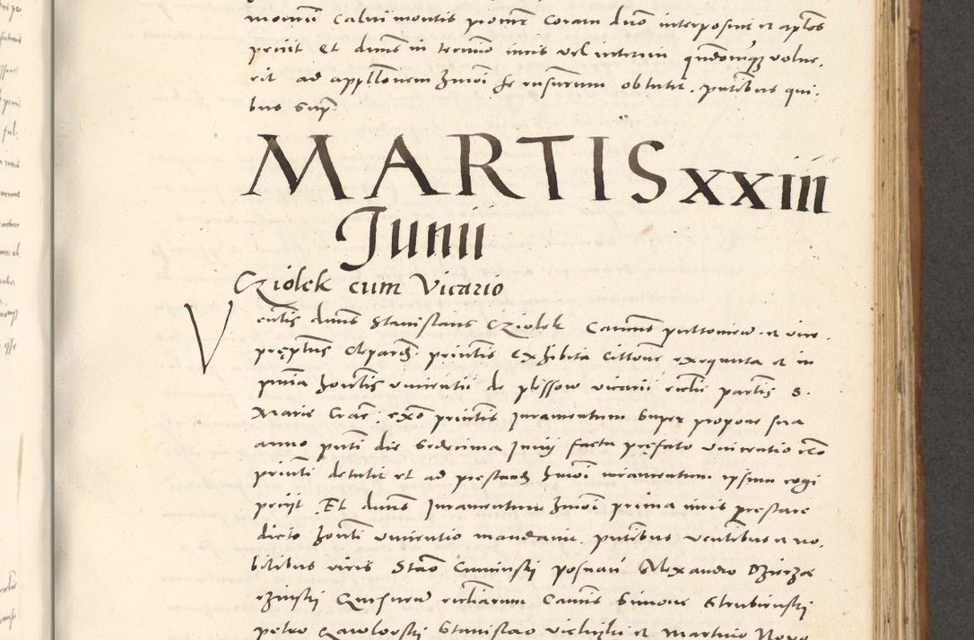 Zdjęcie nr 664 dla obiektu archiwalnego: Acta actorum, sententiarum tam diffinitivarum quam interloquutoriarum, decretorum, obligationum, quietationum et constitutionum procuratorum coram reverendo domino Andrea Przeczlauski scholastico vicarioque in spiritualibus generali Cracoviensi, ad annum Domini millesimum quingentesimum sexagesimum primum, cuius inditio quarta, pontidicatus Pii quarti, annus secundus, poeliciter sequuntur