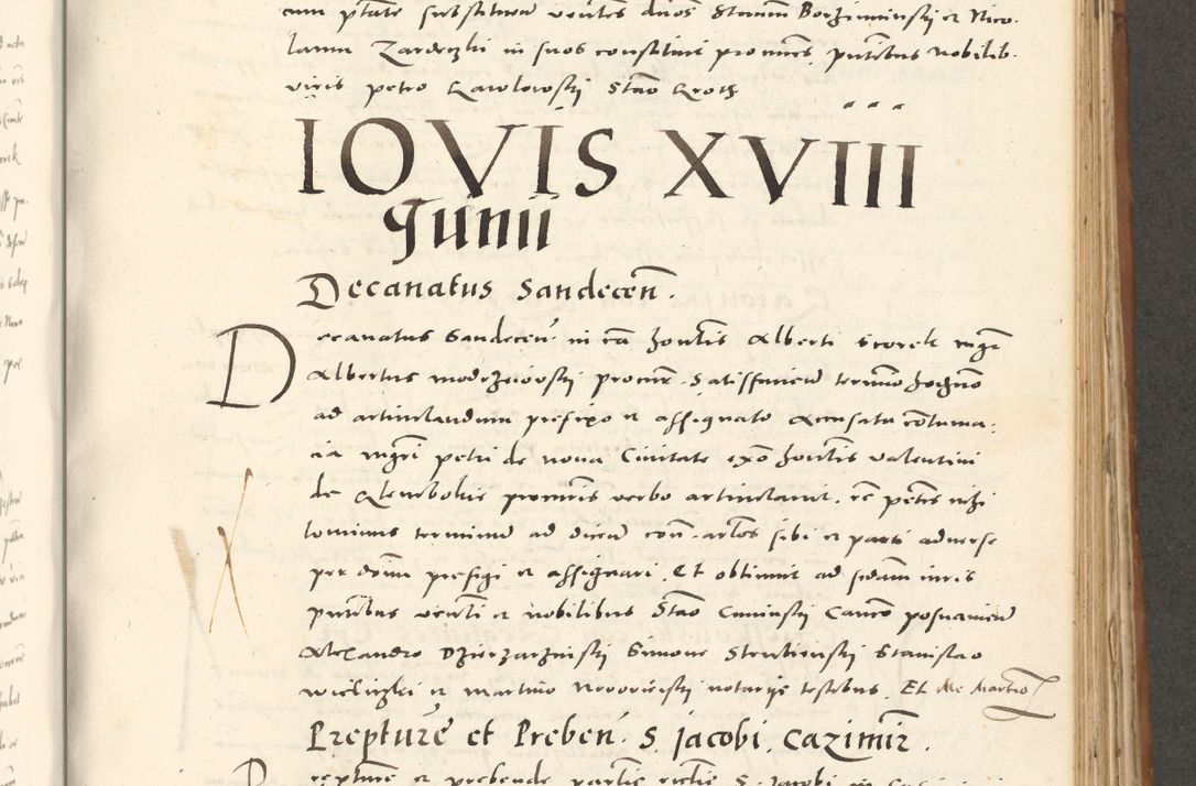 Zdjęcie nr 660 dla obiektu archiwalnego: Acta actorum, sententiarum tam diffinitivarum quam interloquutoriarum, decretorum, obligationum, quietationum et constitutionum procuratorum coram reverendo domino Andrea Przeczlauski scholastico vicarioque in spiritualibus generali Cracoviensi, ad annum Domini millesimum quingentesimum sexagesimum primum, cuius inditio quarta, pontidicatus Pii quarti, annus secundus, poeliciter sequuntur