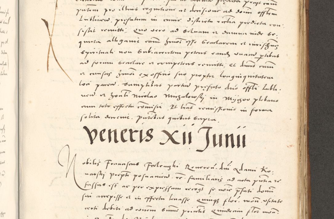 Zdjęcie nr 638 dla obiektu archiwalnego: Acta actorum, sententiarum tam diffinitivarum quam interloquutoriarum, decretorum, obligationum, quietationum et constitutionum procuratorum coram reverendo domino Andrea Przeczlauski scholastico vicarioque in spiritualibus generali Cracoviensi, ad annum Domini millesimum quingentesimum sexagesimum primum, cuius inditio quarta, pontidicatus Pii quarti, annus secundus, poeliciter sequuntur