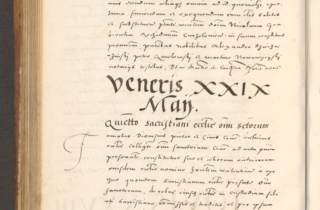 Zdjęcie nr 615 dla obiektu archiwalnego: Acta actorum, sententiarum tam diffinitivarum quam interloquutoriarum, decretorum, obligationum, quietationum et constitutionum procuratorum coram reverendo domino Andrea Przeczlauski scholastico vicarioque in spiritualibus generali Cracoviensi, ad annum Domini millesimum quingentesimum sexagesimum primum, cuius inditio quarta, pontidicatus Pii quarti, annus secundus, poeliciter sequuntur