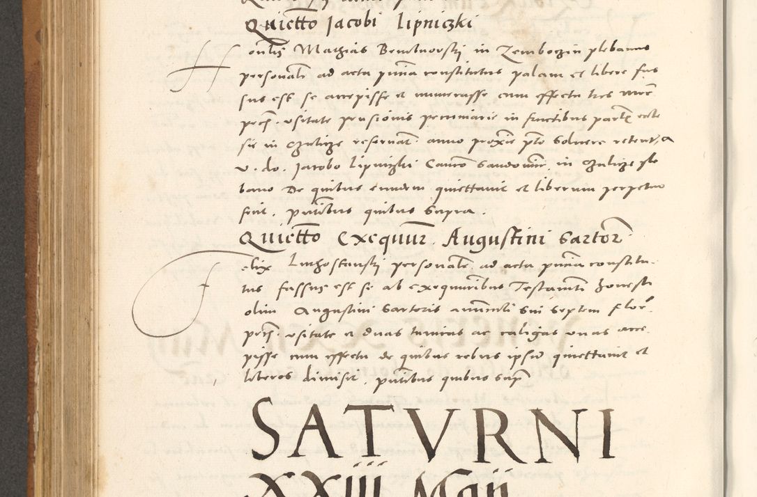Zdjęcie nr 607 dla obiektu archiwalnego: Acta actorum, sententiarum tam diffinitivarum quam interloquutoriarum, decretorum, obligationum, quietationum et constitutionum procuratorum coram reverendo domino Andrea Przeczlauski scholastico vicarioque in spiritualibus generali Cracoviensi, ad annum Domini millesimum quingentesimum sexagesimum primum, cuius inditio quarta, pontidicatus Pii quarti, annus secundus, poeliciter sequuntur