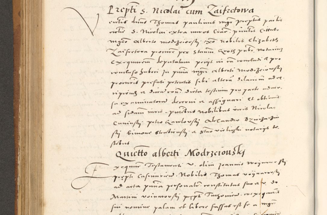 Zdjęcie nr 595 dla obiektu archiwalnego: Acta actorum, sententiarum tam diffinitivarum quam interloquutoriarum, decretorum, obligationum, quietationum et constitutionum procuratorum coram reverendo domino Andrea Przeczlauski scholastico vicarioque in spiritualibus generali Cracoviensi, ad annum Domini millesimum quingentesimum sexagesimum primum, cuius inditio quarta, pontidicatus Pii quarti, annus secundus, poeliciter sequuntur