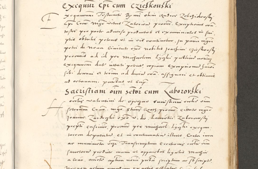 Zdjęcie nr 584 dla obiektu archiwalnego: Acta actorum, sententiarum tam diffinitivarum quam interloquutoriarum, decretorum, obligationum, quietationum et constitutionum procuratorum coram reverendo domino Andrea Przeczlauski scholastico vicarioque in spiritualibus generali Cracoviensi, ad annum Domini millesimum quingentesimum sexagesimum primum, cuius inditio quarta, pontidicatus Pii quarti, annus secundus, poeliciter sequuntur