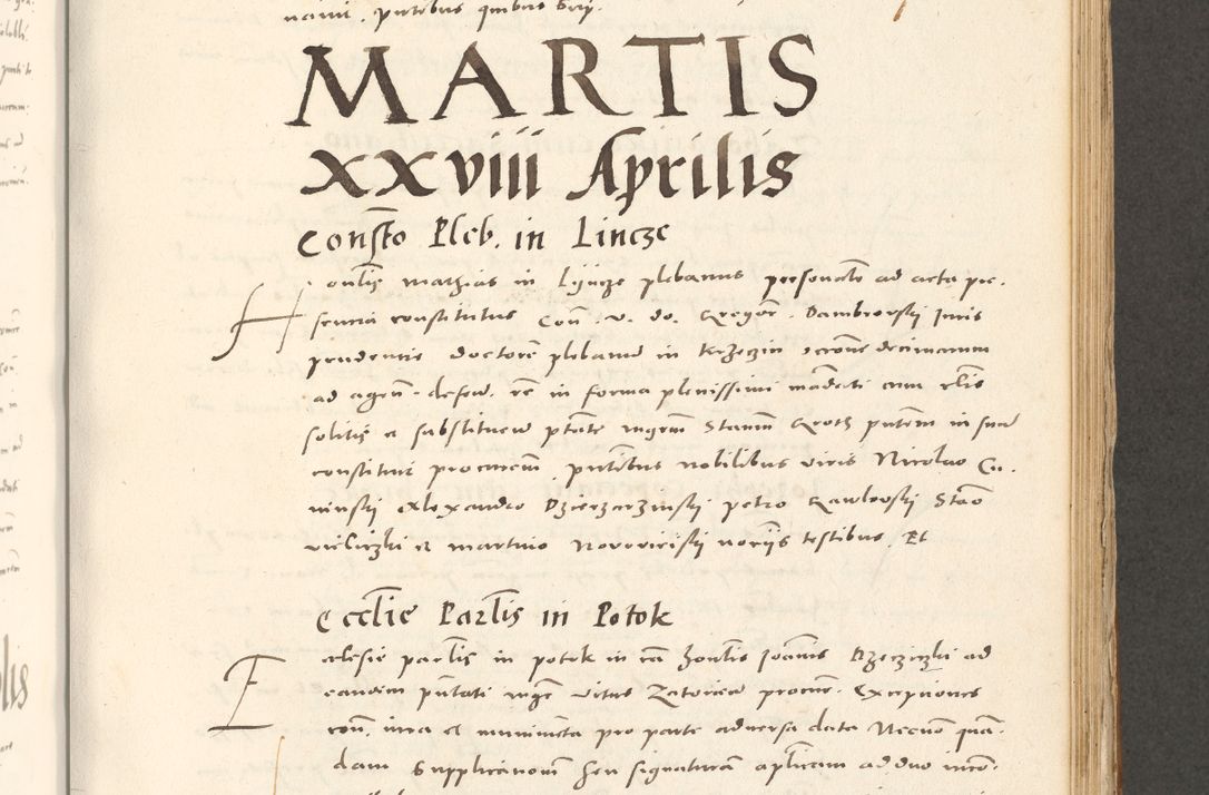 Zdjęcie nr 572 dla obiektu archiwalnego: Acta actorum, sententiarum tam diffinitivarum quam interloquutoriarum, decretorum, obligationum, quietationum et constitutionum procuratorum coram reverendo domino Andrea Przeczlauski scholastico vicarioque in spiritualibus generali Cracoviensi, ad annum Domini millesimum quingentesimum sexagesimum primum, cuius inditio quarta, pontidicatus Pii quarti, annus secundus, poeliciter sequuntur