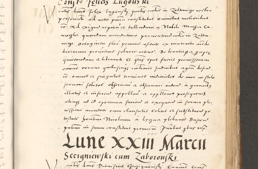 Zdjęcie nr 532 dla obiektu archiwalnego: Acta actorum, sententiarum tam diffinitivarum quam interloquutoriarum, decretorum, obligationum, quietationum et constitutionum procuratorum coram reverendo domino Andrea Przeczlauski scholastico vicarioque in spiritualibus generali Cracoviensi, ad annum Domini millesimum quingentesimum sexagesimum primum, cuius inditio quarta, pontidicatus Pii quarti, annus secundus, poeliciter sequuntur